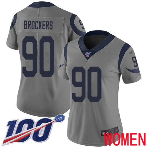 Los Angeles Rams Limited Gray Women Michael Brockers Jersey NFL Football #90 100th Season Inverted Legend
